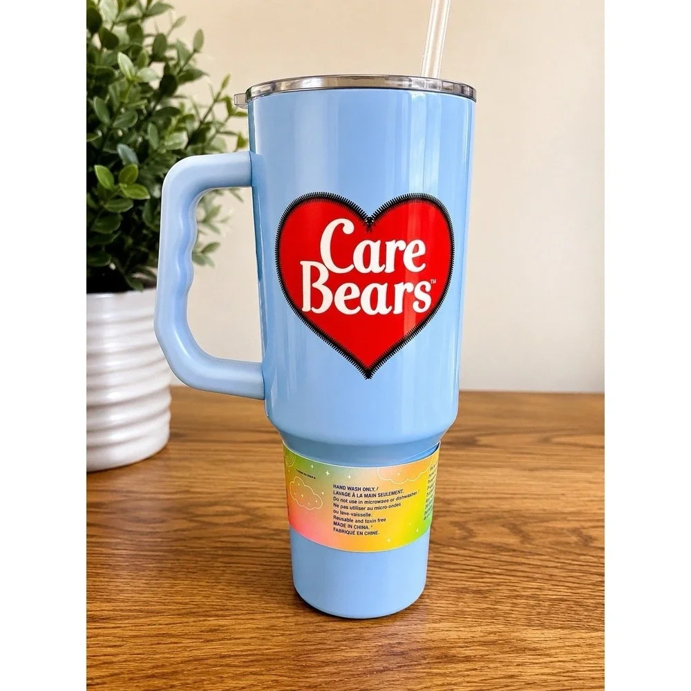 Silver Buffalo Care Bears Grumpy Bear 40oz Stainless Steel Tumbler Handle Straw